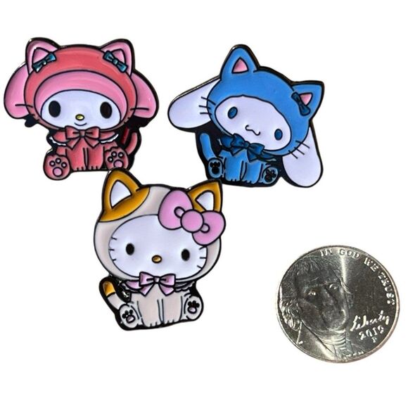 Set of 3 Sanrio Hello Kitty Cinnamoroll My Melody Kitty Costume Enamel Pins - Picture 5 of 7